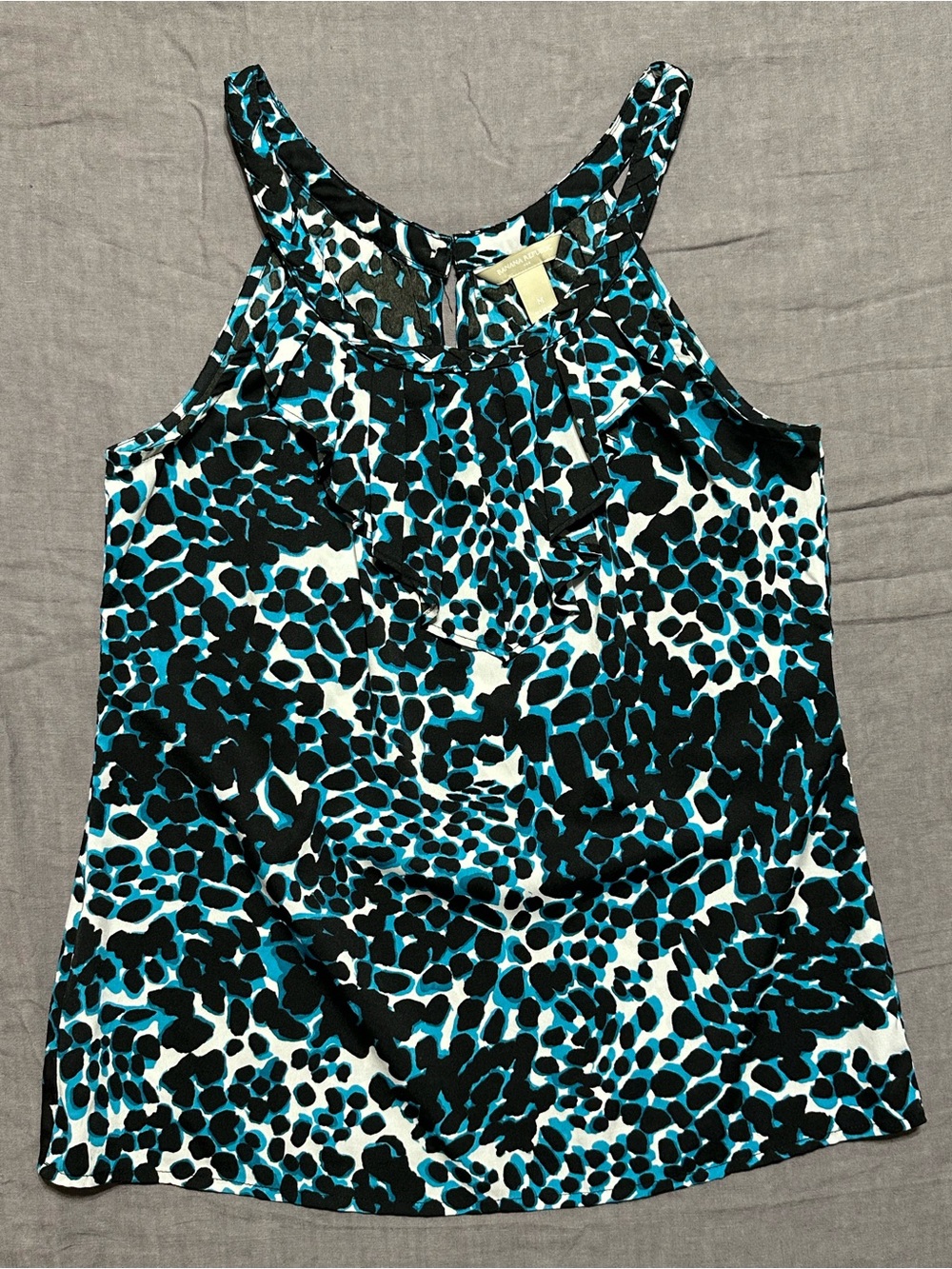 Banana Republic Teal Black and White Animal Print Blouse